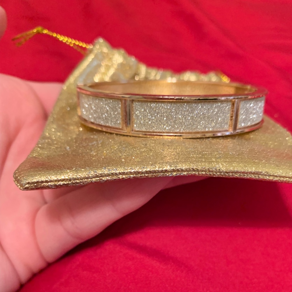 Gold and sparkling silver bangle bracelet